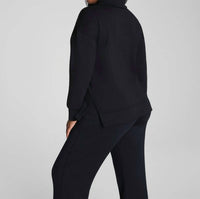 Spanx Airessentials Tunic Sweatshirt Top in black - women's shirt - detail view