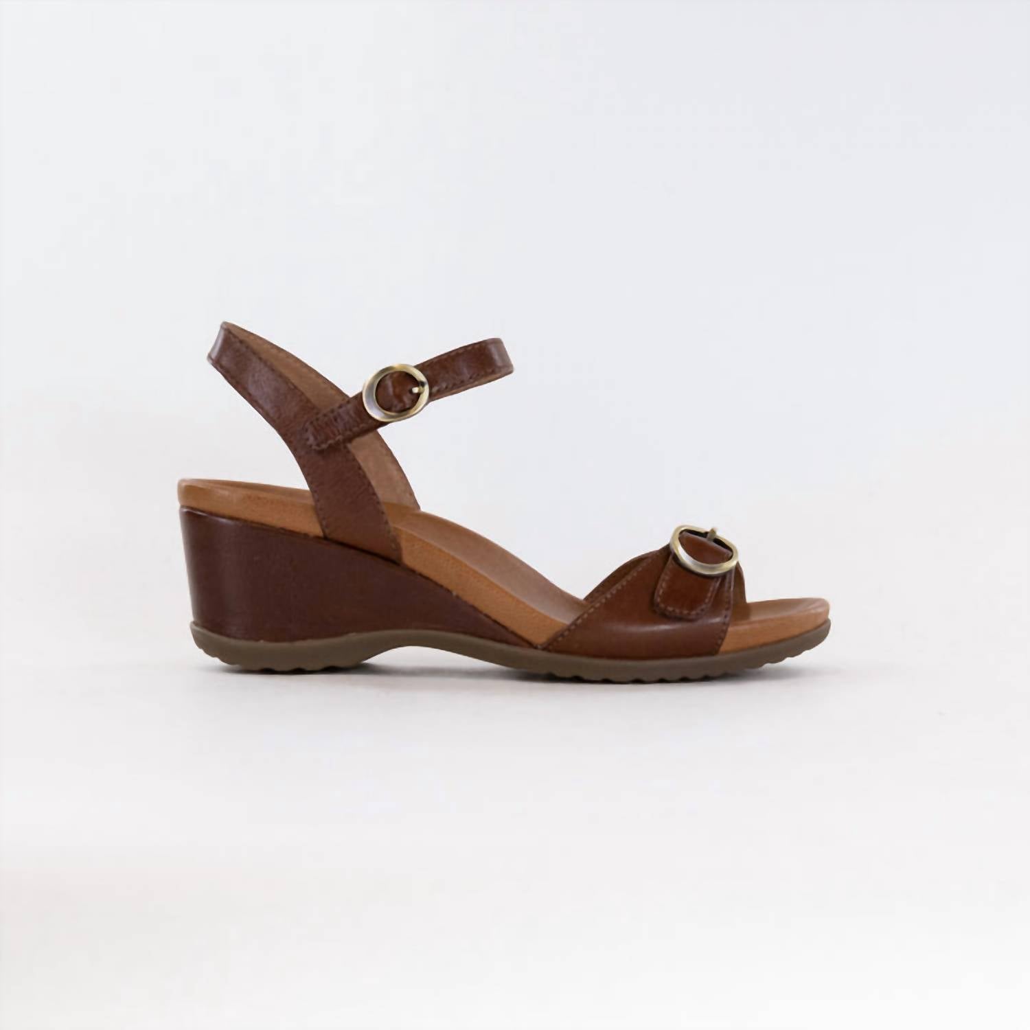 dansko Women's Arielle Sandal in tan glazed kid leather - women's sandal - detail view
