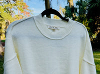 Vine & Love Oversized Cotton Blend Knit Sweater in white - women's sweater - view 6