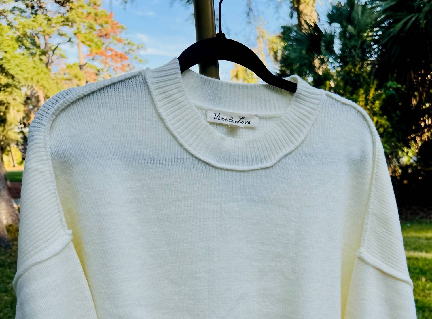 Vine & Love Oversized Cotton Blend Knit Sweater in white - women's sweater - view 6