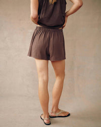 Bella Dahl Easy Classic Short in marrakech brown - women's shorts - detail view
