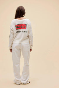 DAYDREAMER Oasis Morning Glory Meet & Greet Long Sleeve Tee in white - women's long sleeve top - detail view