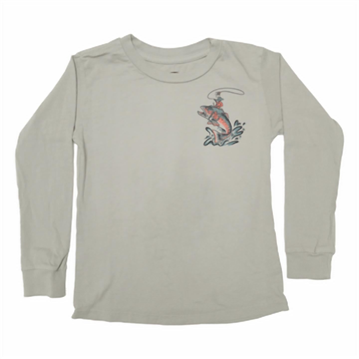 TINY WHALES Kids' Not My First Rodeo Long Sleeve Shirt in grey - kids' shirt
