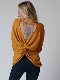 Three Bird Nest - Flattering Open Back Thermal Knit Top