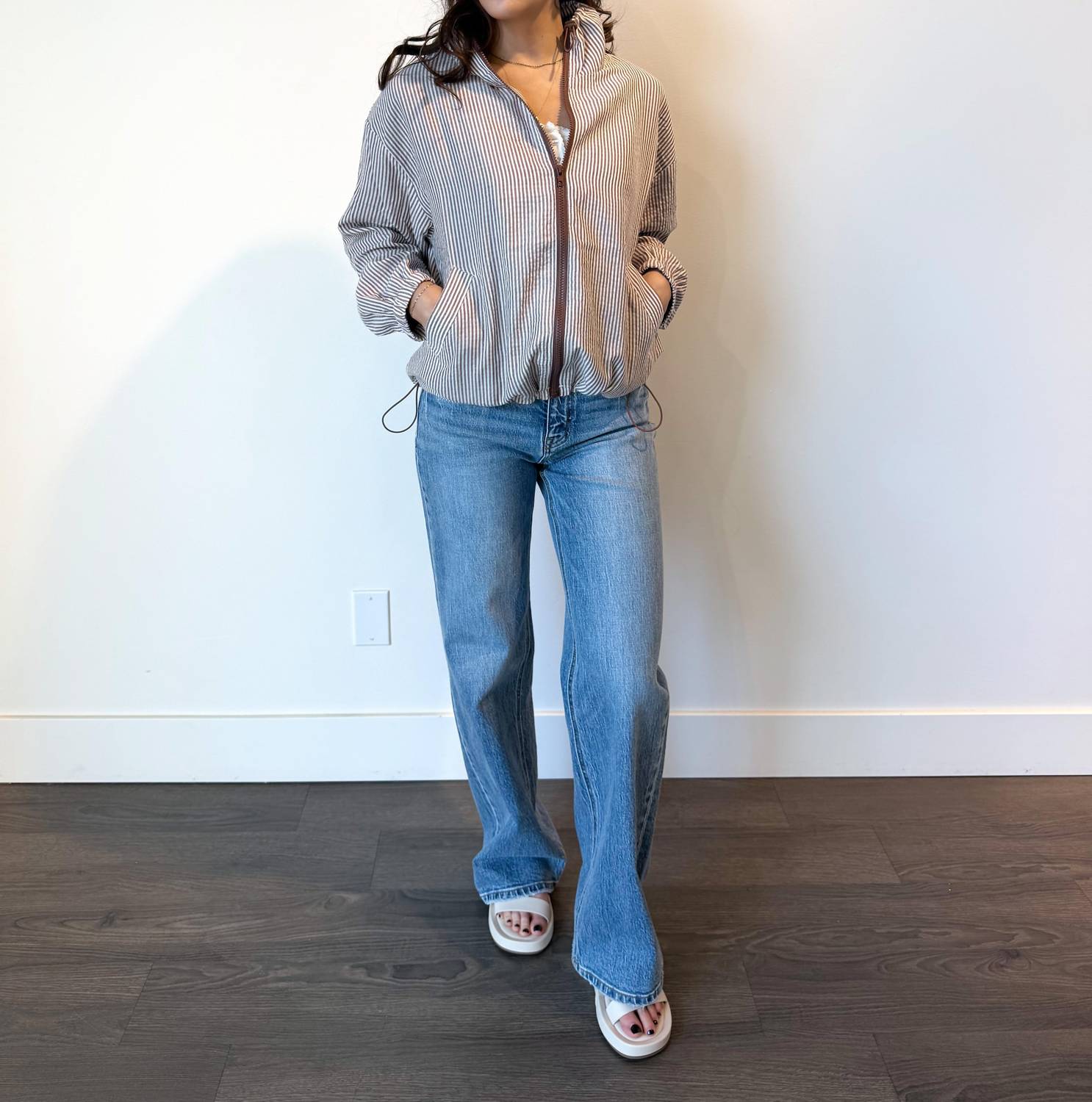 Buttermelon - Mel Collared Zip Front Drawstring Jacket