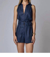 Hevron Vera Sleeveless Top in indigo - women's blouse - view 5