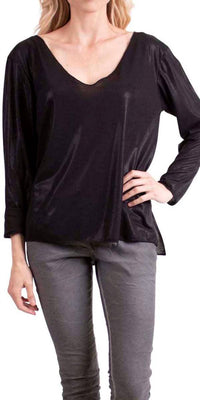Gigi Moda - Val V-Neck Shiny Blouse