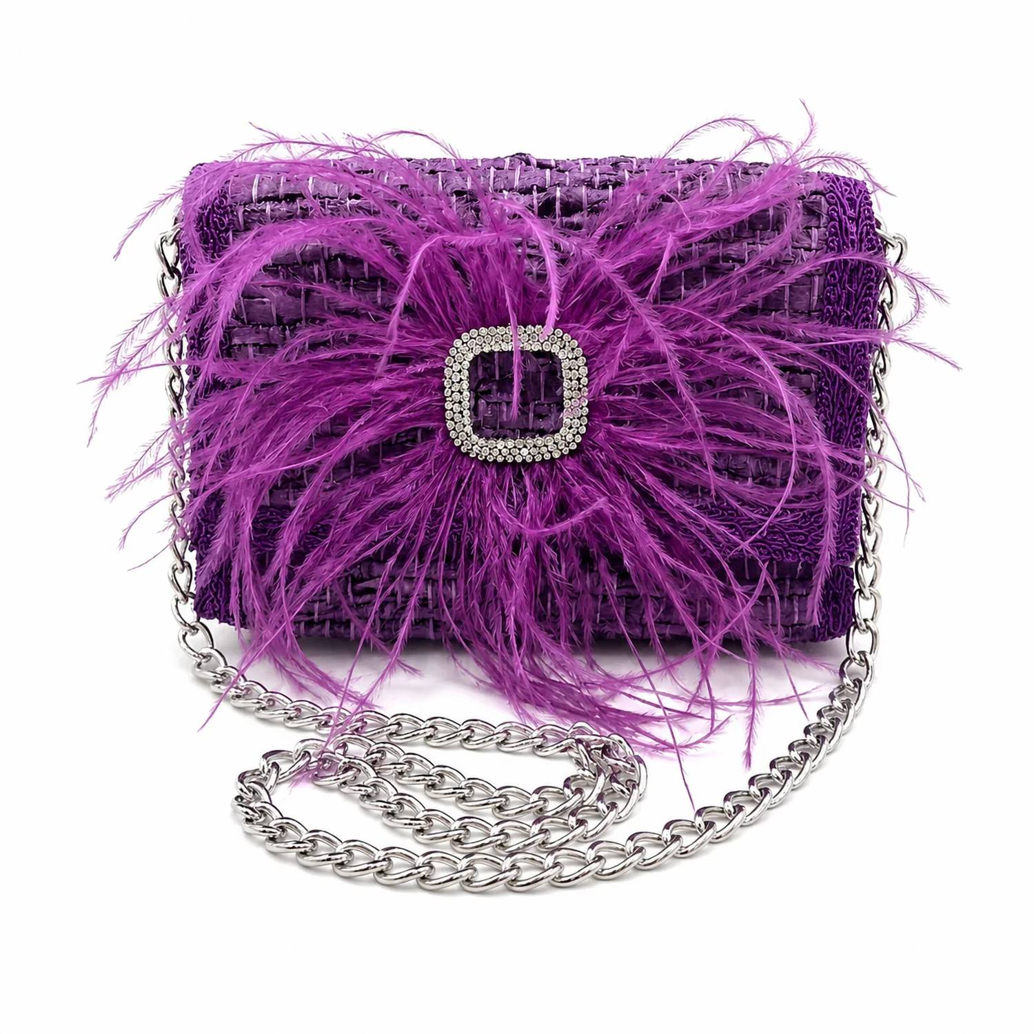 Elektra'S Workshop - Women's Ostrich Feather Mini Shoulder Bag