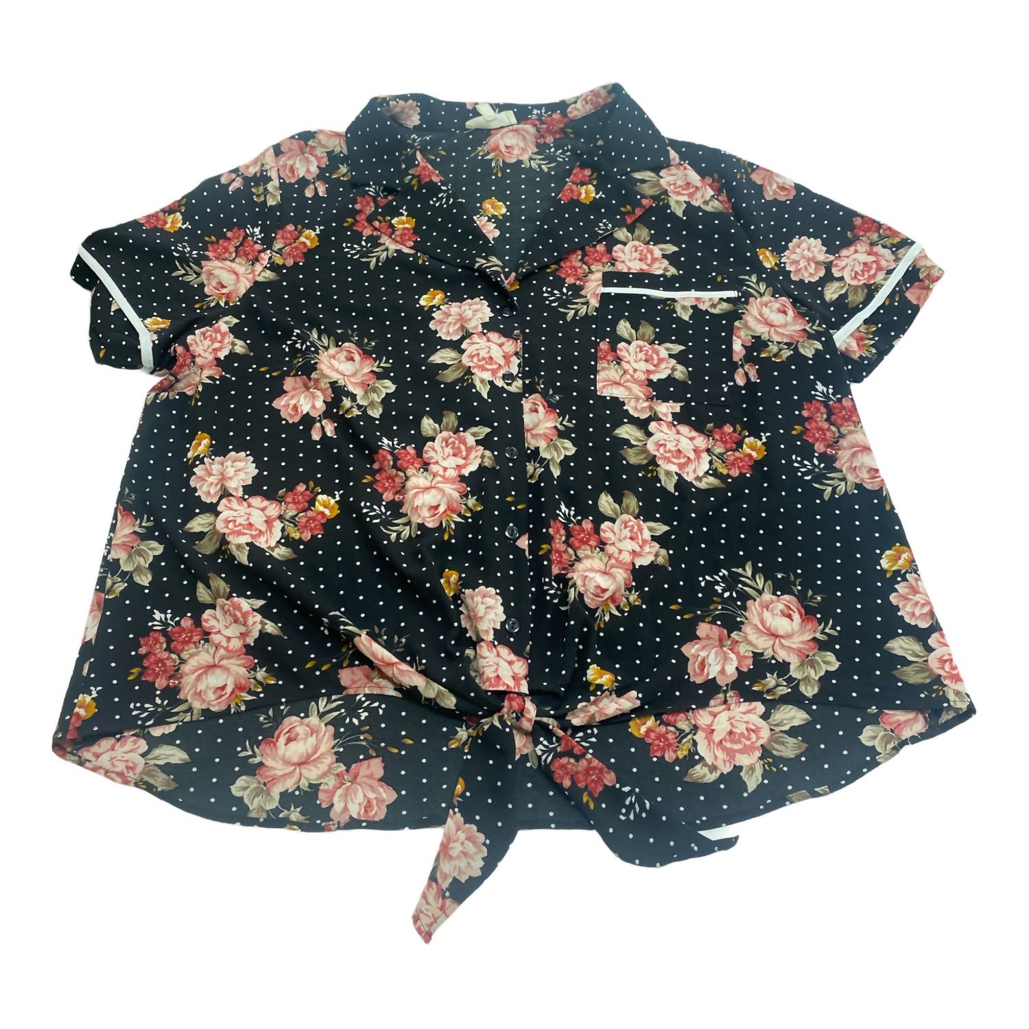 Monteau - Women's Polka Dots & Roses Blouse