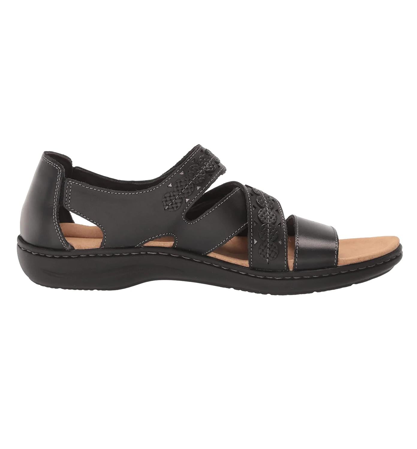 Clarks Women's Laurieann Holly Sandal in black leather - women's sandal - alternate view