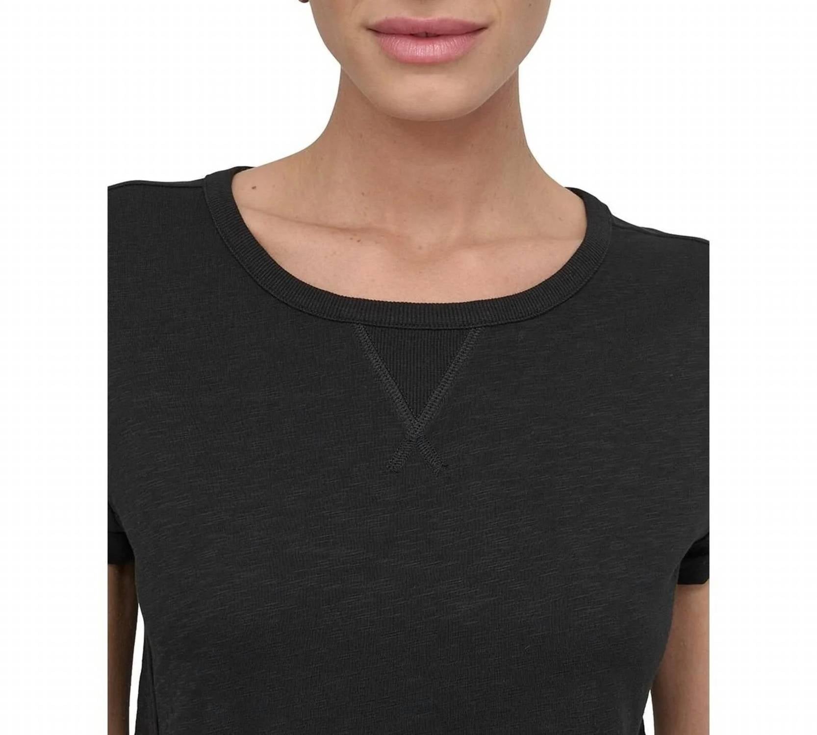 Dkny - V-inset Roll-sleeve T-shirt
