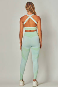 Eg Fashion - Textured Cross Back Sports Bra Activewear Set