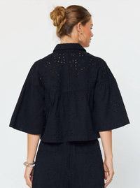 Current Air - Eyelet Cropped Button-down Shirt