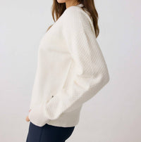 By Together Camille Soft V-neck Sweater in cream heather - women's sweater - detail view