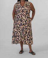 Never Fully Dressed - Cotton Linen Leopard Brooklyn Maxi Dress - Plus