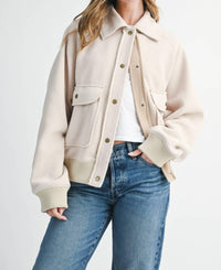 Aemi + Co - Cropped Button-Up Fleece Jacket
