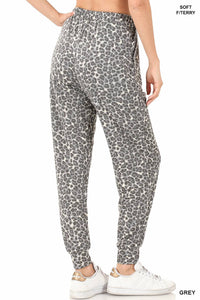 Zenana - French Terry Leopard Print Joggers