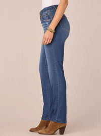 Democracy - Ab Solution Mid Rise Straight Leg Jeans With Angled Dart Seams