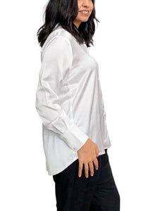 Apricot - Long Sleeve Satin Button Down Shirt