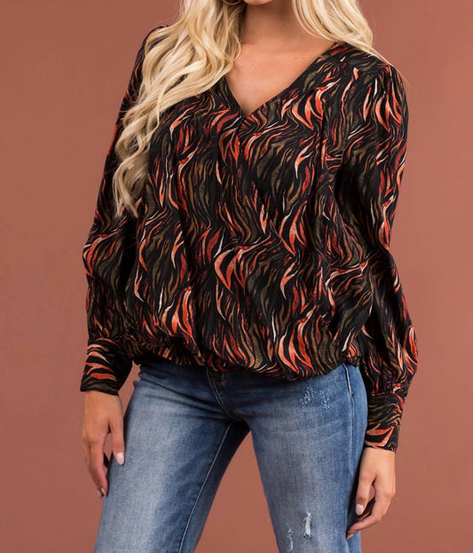 Entro - Abstract Surplice Blouse