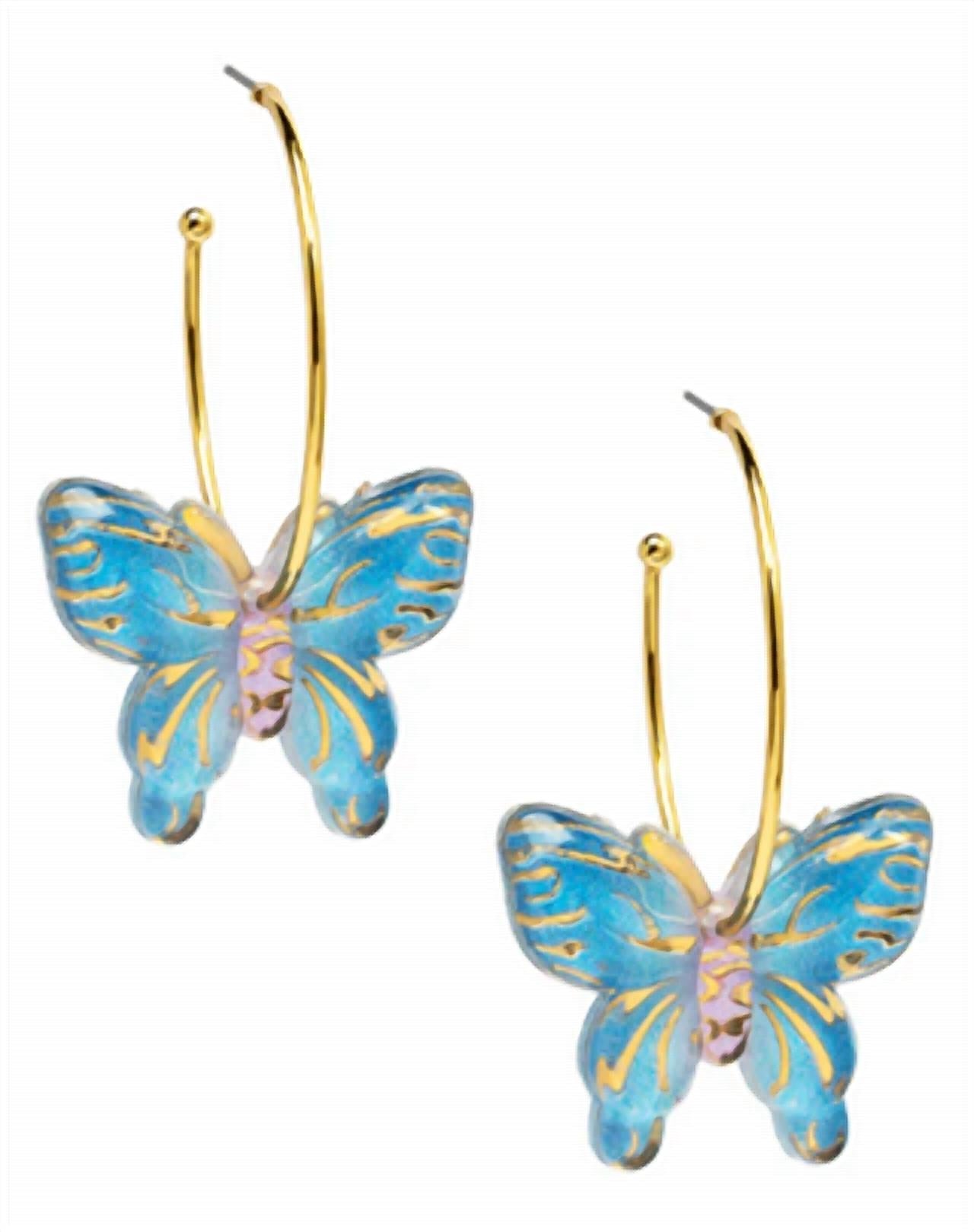 ZENZII Women's Butterfly Hoop Earrings in blue - women's jewelry