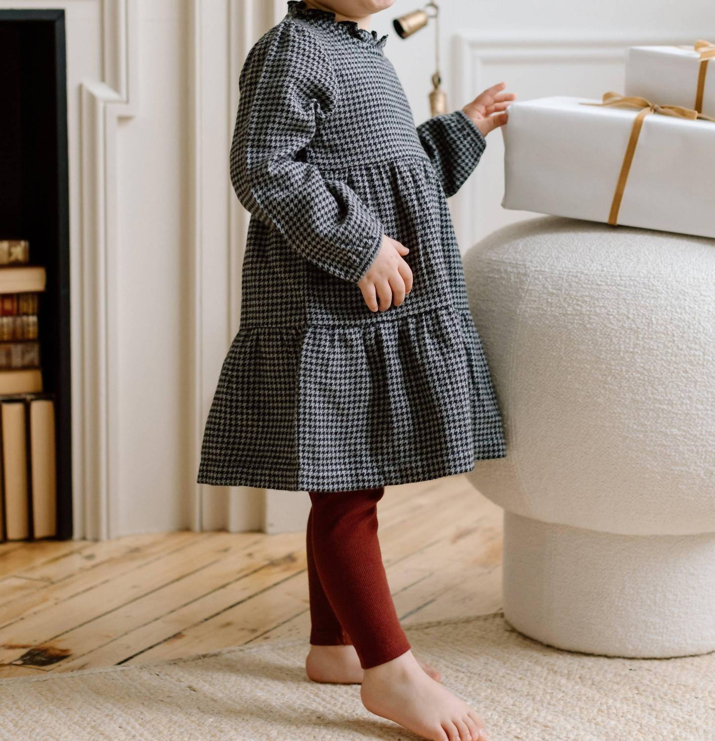 Colored Organics - Kid's Neela Flannel Ruffle Long Sleeve Dress