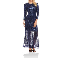 Karen Kane - 3/4 Sleeve Sequin Side Slit Dress