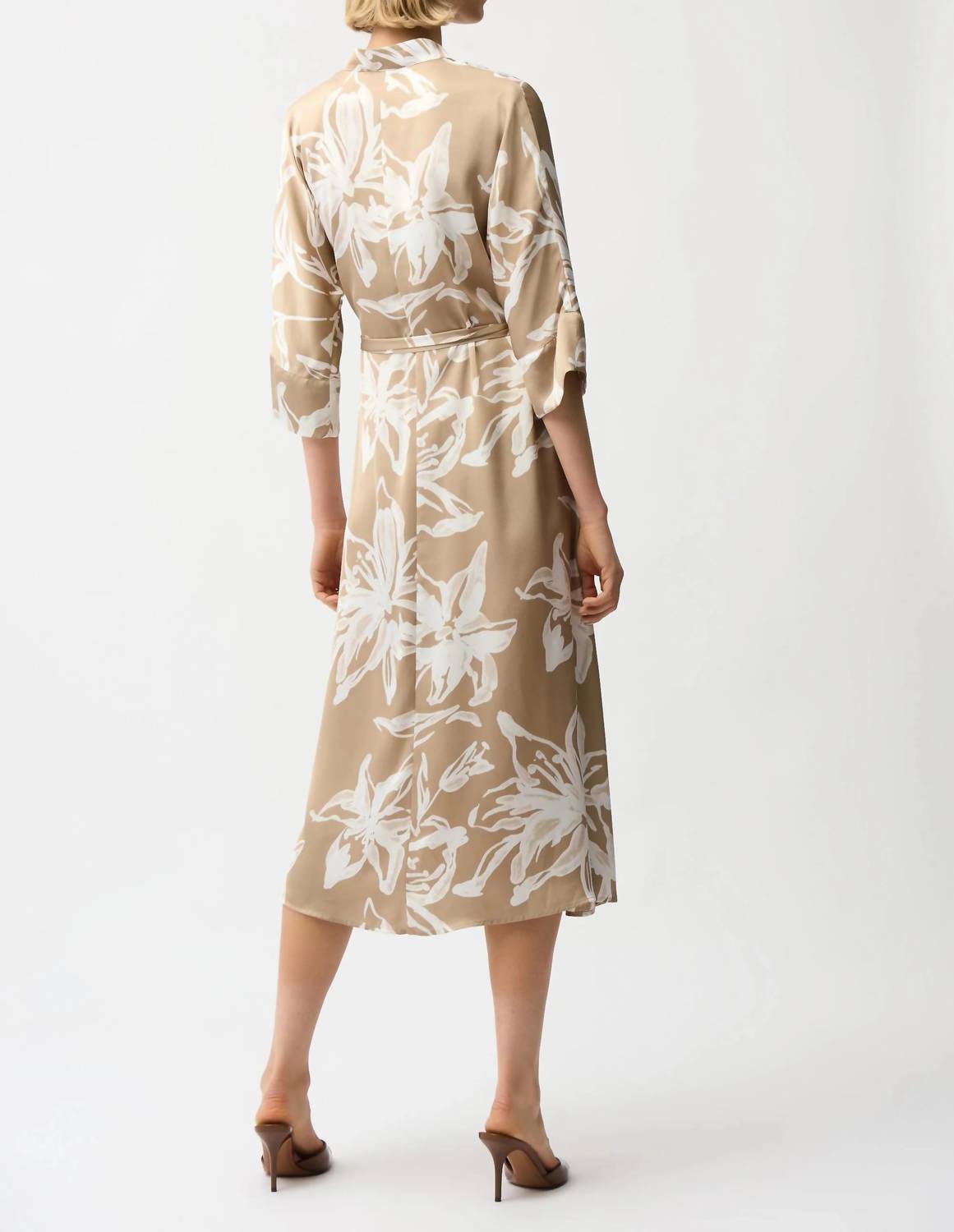 Joseph Ribkoff - Satin Floral Midi Shirt Dress