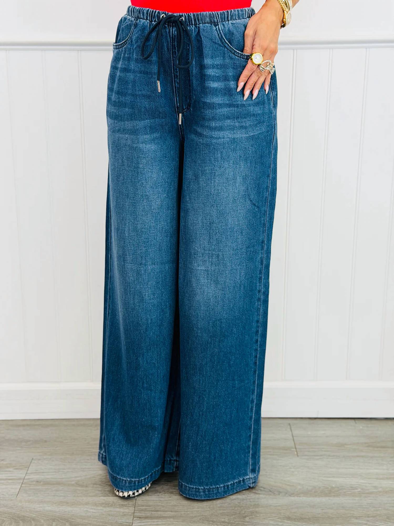 Judy Blue - Wide Leg Drawstring Jeans