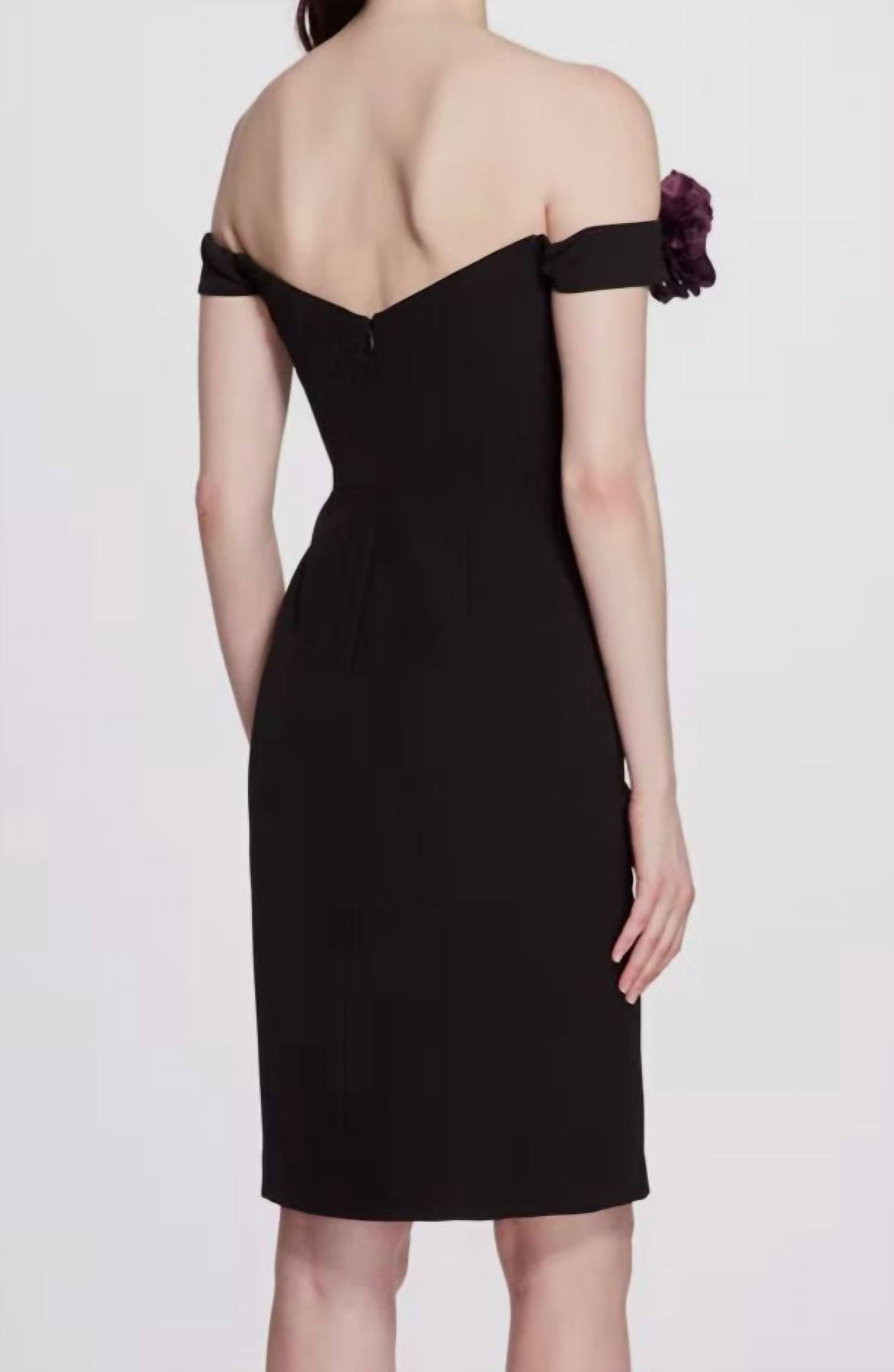OFF SHOULDER DRAPED COCKTAIL DRESS
