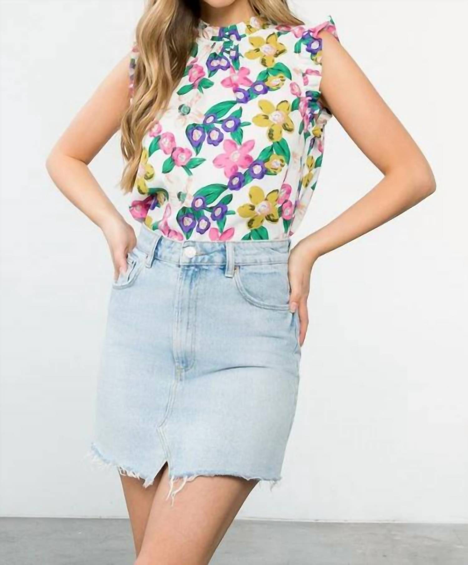 Thml - Carly Floral Ruffle Sleeve Blouse