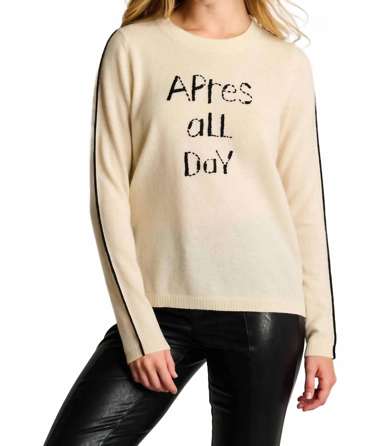 LISA TODD Apres All Day Long Sleve Sweater in winter white - women's sweater
