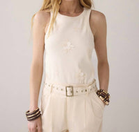 summum Embellished Tank Top in ivory - women's tank top