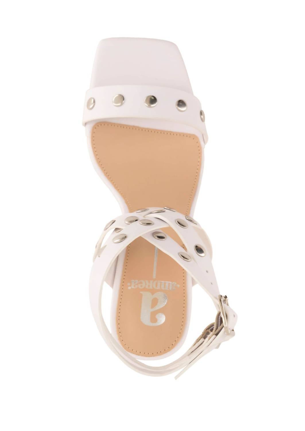 Andrea Women's Studded Sandal in white - women's sandal - alternate view