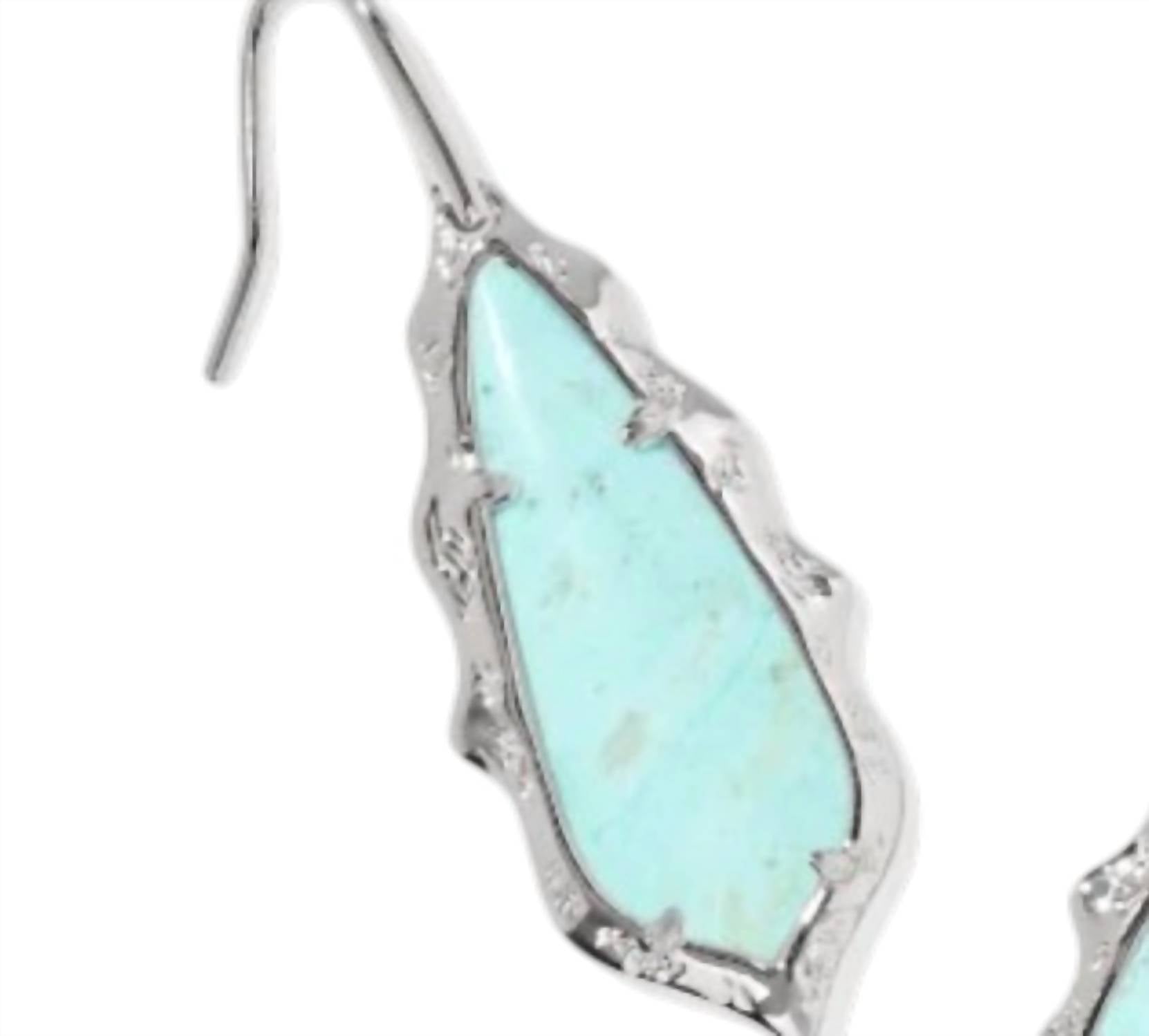 Kendra Scott Women's Adriana Scallop Frame Drop Earrings in silver sea green chrysocolla - women's jewelry - detail view