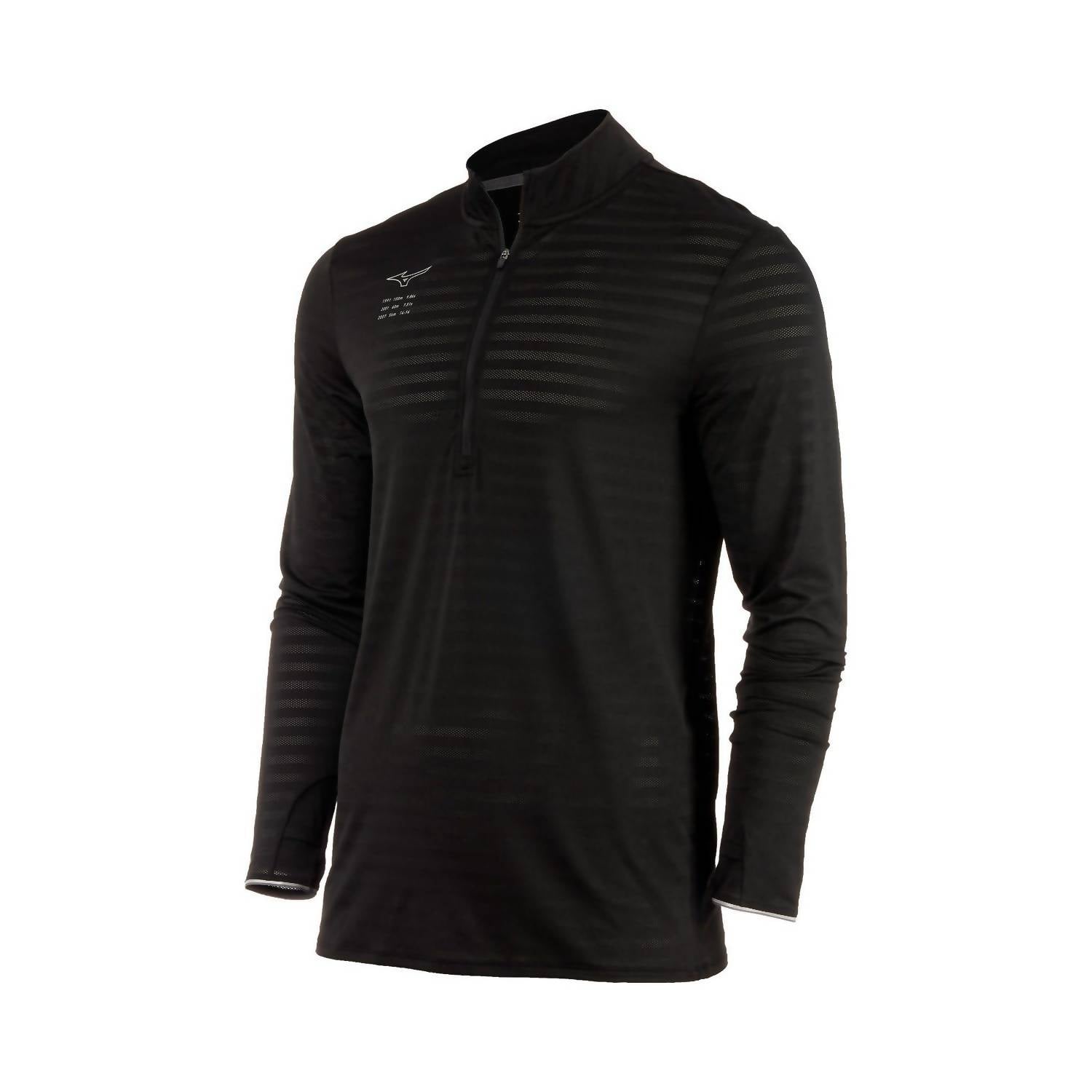 MIZUNO Men's Alpha Eco Running Half Zip Top in black - men's sweater