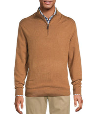 Roundtree & Yorke Quarter Zip Sweater in brown - men's sweater