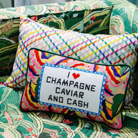Furbish Studio - Love Champagne, Cavier & Cash Needlepoint Pillow