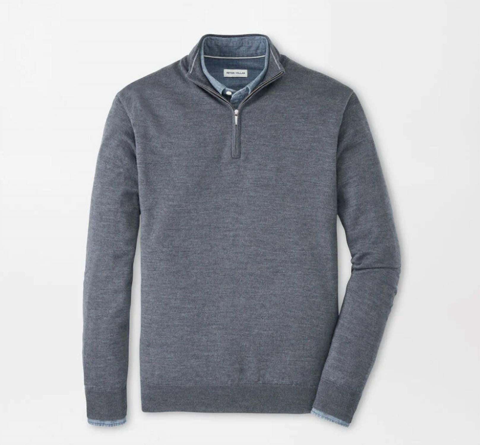 PETER MILLAR Autumn Crest Quarter Zip Sweater in charcoal - men's sweater - alternate view