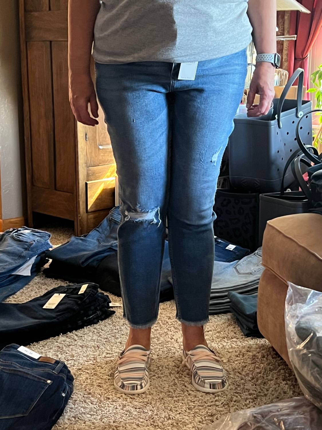 Judy Blue High Waisted Distressed Jeans in blue - women's jeans