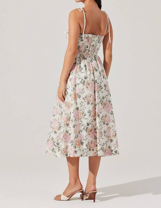 Astr - Sariah Pleated Eyelet Midi Dress