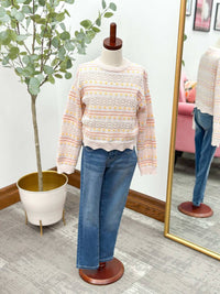 Heart & Arrow - Floral Pointelle Knit Sweater