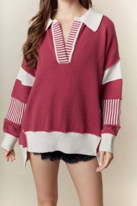 Peach Love - Stevie Oversized Collared Sweater