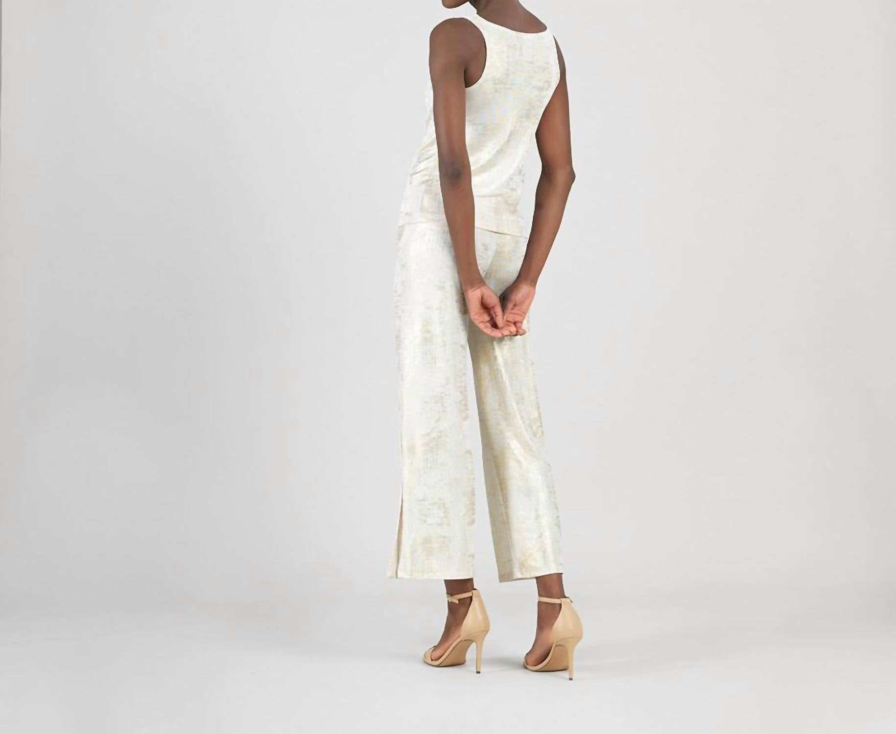 Clara Sunwoo - Foil Sheen Cowl Neck Draped Tank Top