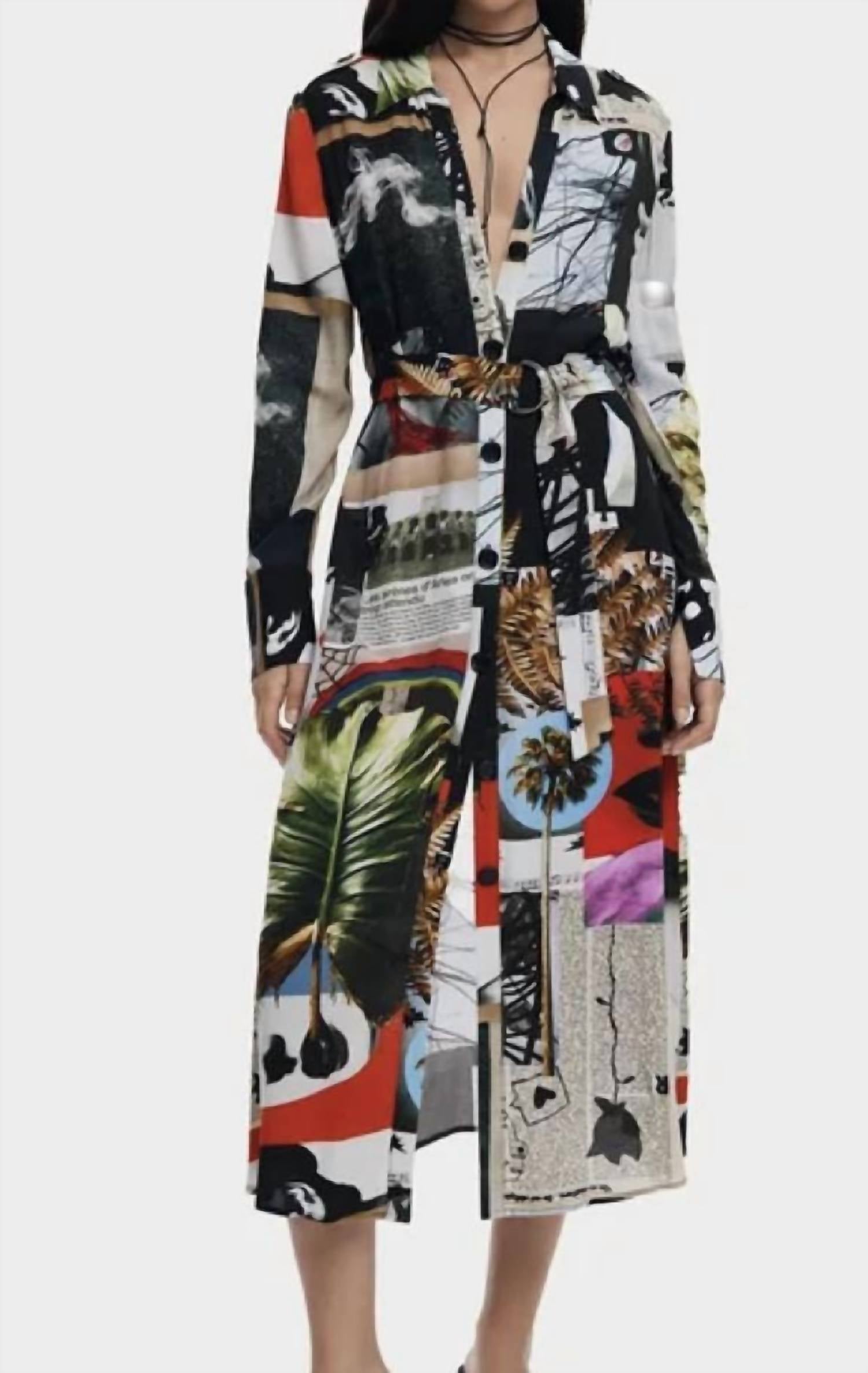 Desigual - Long crepe shirt dress