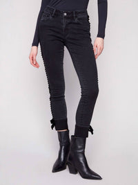 CHARLIE B Slim Stretch Denim Pants in charcoal - women's pants