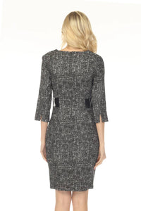 Joseph Ribkoff - Faux Leather Detail Tweed Dress