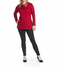 Papillon - Waffle Knit Cowl Neck Tunic With Pockets