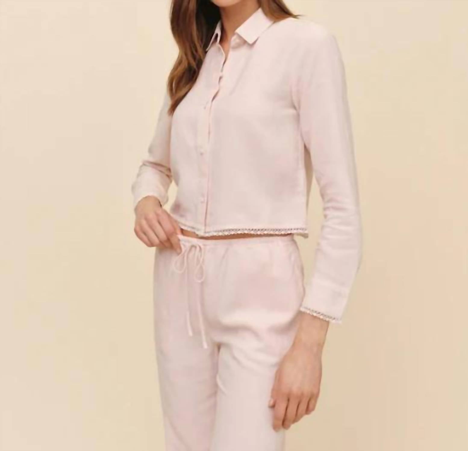 Bella Dahl - Long Sleeve Cropped Shirt With Trim Top
