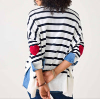 MERSEA Amour Sweater With Heart Patch Top in navy - women's sweater - detail view